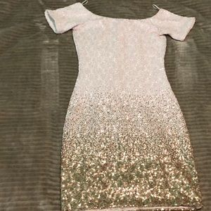 Dress the population dress gold ombré